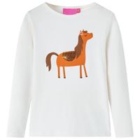 Kindershirt met lange mouwen dierenprint 140 ecrukleurig