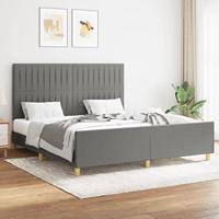 vidaXL Bedframe met hoofdeinde stof donkergrijs 160x200 cm