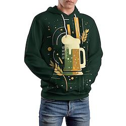 Voor heren Modieus 3D-afdrukken Trui met capuchon Vakantie Streetwear Hoodies Groen Lange mouw Capuchon Opdrukken Winter Lente Herfst Ontwerper Sweatshirt met capuchon Lightinthebox