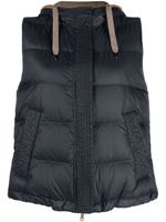 Brunello Cucinelli gilet matelassé à capuche - Bleu