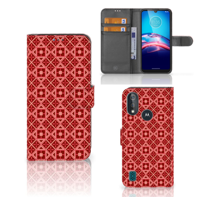 Bookcase Moto E6s Telefoon Hoesje Batik Rood