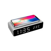 GEMBIRD digitale wekker met draadloze laadfunctie zilver