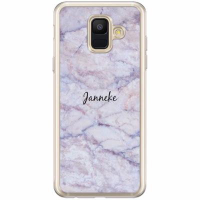 Samsung Galaxy A6 2018 hoesje naam - Marmer paars