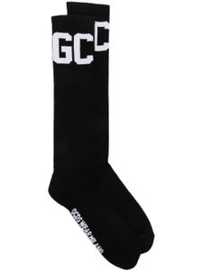 GCDS chaussettes nervurées à logo en jacquard - Noir