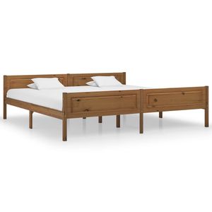 Bedframe massief grenenhout honingbruin 200x200 cm