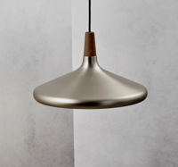 Hanglamp woonkamer zilver hout 'Nori 39' E27 fitting walnoothout 390mm DFTP - thumbnail