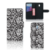 Xiaomi Redmi 8A Hoesje Black Flowers - thumbnail