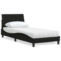 vidaXL Bed met matras stof zwart 90x190 cm, slaapkamermeubilair, ledikant, bed met matras, bedbodem, eenpersoonsbed, paneelbed