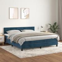 vidaXL Boxspring met matras fluweel donkerblauw 180x200 cm, bed, boxspringbed, tweepersoonsbed, slaapmeubel, boxspring bed, bed met matras, bedframe