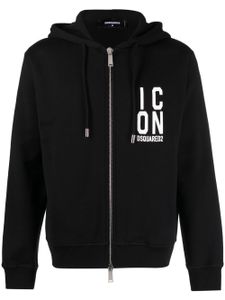 DSQUARED2 hoodie zippé à logo imprimé - Noir