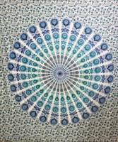 Mandala Wandkleed Vierkant Lotus Blauw/Groen (228 x 228 cm)