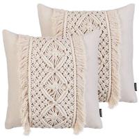 Beliani - KALAM - Sierkussen set van 2 - Beige - 45 x 45 cm - Katoen