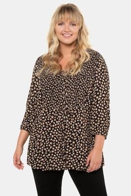 Ulla Popken Tuniek, A-lijn, luipaarddessin, 3/4 mouwen - Grote Maten