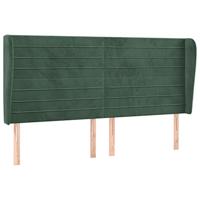 vidaXL Hoofdbord met randen 163x23x118/128 cm fluweel donkergroen, hoofdeinde, houten hoofdeinde, bedonderdeel, houten hoofdbord, slaapkamermeubel