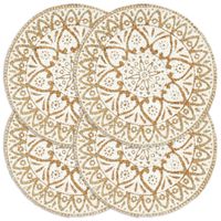 Placemats 4 st rond 38 cm jute wit