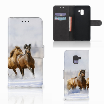 Samsung Galaxy A8 Plus (2018) Telefoonhoesje met Pasjes Paarden
