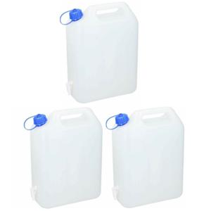 Jerrycan voor water - 3x - 15 liter - Kunststof - met kraantje en dop