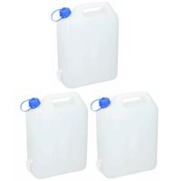 Jerrycan voor water - 3x - 15 liter - Kunststof - met kraantje en dop - thumbnail