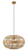 EGLO pendelarmatuur AMSFIELD, 1 lichtbron hanglamp Vintage, natuur, Boho, Hygge, pendellamp van staal, hout in natuurlijke kleuren, eettafellamp, hangende woonkamerlamp met E27 fitting, Ø 38 cm