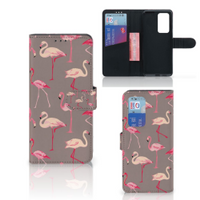 Huawei P40 Pro Telefoonhoesje met Pasjes Flamingo - thumbnail