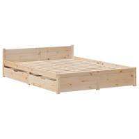 vidaXL Bedframe met lades massief grenenhout 120x190 cm, bed, bed ombouw, twijfelaar bed, bedbodem, slaapkamermeubel, 2 persoonsbed, tweepersoonsbed