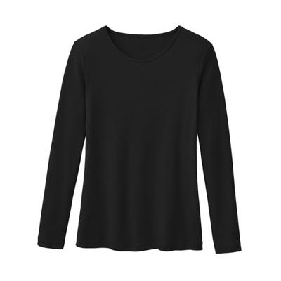 Biologisch katoenen shirt met ronde hals en lange mouwen, zwart 44/46
