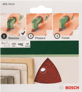 Bosch Accessories 2609256A55 Deltaschuurpapier Met klittenband, Geperforeerd Korrelgrootte (num) 40 Hoekmaat 105 mm 5 stuk(s)