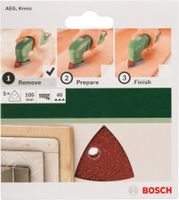 Bosch Accessories 2609256A55 Deltaschuurpapier Met klittenband, Geperforeerd Korrelgrootte (num) 40 Hoekmaat 105 mm 5 stuk(s) - thumbnail