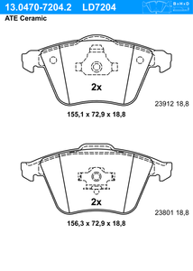 Remblokkenset, schijfrem ATE Ceramic ATE, u.a. für Volvo, Saab, Opel, Ford, Mazda, Vauxhall