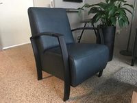 Leren fauteuil met stalen frame - blauw leer - Echt leer, Industrieel, ontdek de vele Leersoorten en Kleuren bij ShopX - thumbnail