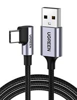 UGREEN USB Type C Kabel 90 Graden Ondersteunt Quick Charge 4.0/3.0/2.0 Snel Opladen Nylon Kabel Compatibel met Galaxy S21 S20 Note 10 A51, Redmi Note 9 Pro Note 9, Huawei P40 Pro P30 enz.(1M)