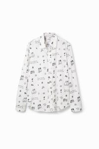 Voile shirt met borduursels - WHITE - L