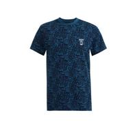 WE Fashion Salty Dog slim fit T-shirt met all over print Petrol Grey