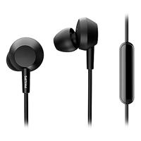 Philips E4105BK/00 In-Ear-Oordopjes met Microfoon (Bass+, Afstandsbediening in Het Snoer, 10-mm-Neodymium-Drivers, 3 Verwisselbare Rubberen Kapjes, 1,2-m-Kabel) Zwart - 2020/2021 Model