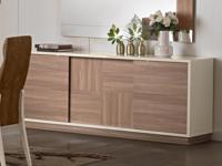 Dressoir EVEREST 3 deuren hoogglans ivoor/walnoot