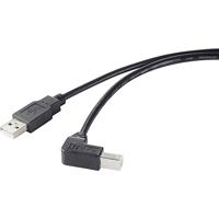 Renkforce USB-kabel USB 2.0 USB-A-stekker, USB-B-stekker 50.00 cm zwart 90° naar beneden hoek
