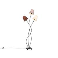 QAZQA - Modern Design vloerlamp zwart met stoffen kappen 3-lichts - Melis | Woonkamer | Slaapkamer - Staal Langwerpig - E14 Geschikt voor LED - Max. 3 x 40 Watt