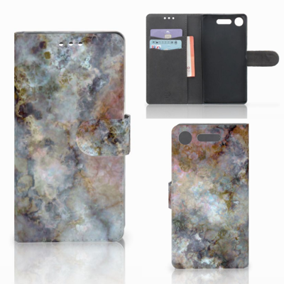 Sony Xperia XZ1 Bookcase Marmer Grijs Sony Xperia XZ1 Bookcase Marmer Grijs