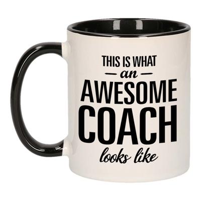 Awesome coach / Geweldige coach mok / beker zwart wit 300 ml - Cadeau mokken - Awesome coach / Geweldige coach mok / beker zwart wit 300 ml - Cadeau mokken -