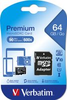 Verbatim MICRO SDXC 64GB CL 10 ADAP microSDXC-kaart 64 GB Class 10 Incl. SD-adapter - thumbnail