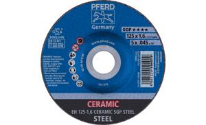 PFERD EH 125-1,6 CERAMIC SGP STEEL 61300125 Doorslijpschijf gebogen 125 mm 25 stuk(s) Staal