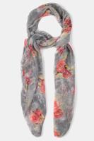 Ulla Popken Sjaal, bloemendessin, franjes - Grote Maten