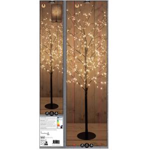 Lichtboom - zwart - 120 cm - metaal - 600 led lichtjes - warm wit - verlichte kerstboom