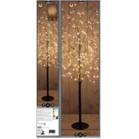 Lichtboom - zwart - 120 cm - metaal - 600 led lichtjes - warm wit - verlichte kerstboom - thumbnail