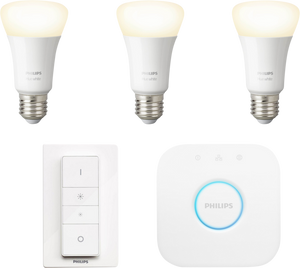 Philips Hue White Starter Pack E27 met 3 lampen, dimmer + Bridge