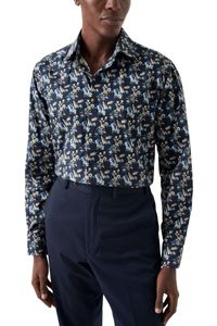 ETON Slim Fit Overhemd Marine, Bloemen