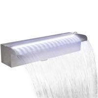 VidaXL Zwembadwaterval met LED&apos;s rechthoekig 45 cm roestvrij staal