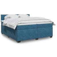 vidaXL Boxspring met matras fluweel blauw 200x200 cm, boxspring, ledikant, bedframe, bed, boxspring bed, bedbodem, seniorenbed, senioren bed