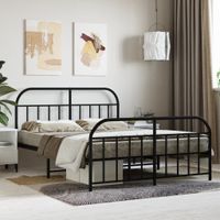 Bedframe met hoofd- en voeteneinde metaal zwart 135x190 cm