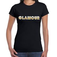 Fout Glamour fun tekst t-shirt zwart voor dames - thumbnail